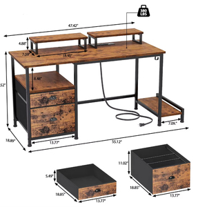 Moderno y espacioso PC Mesa de ordenador Monitor Soporte Convertible Extensible Escritorio de ordenador Cajón Tomas de corriente Escritorios de esquina - Product Image 4