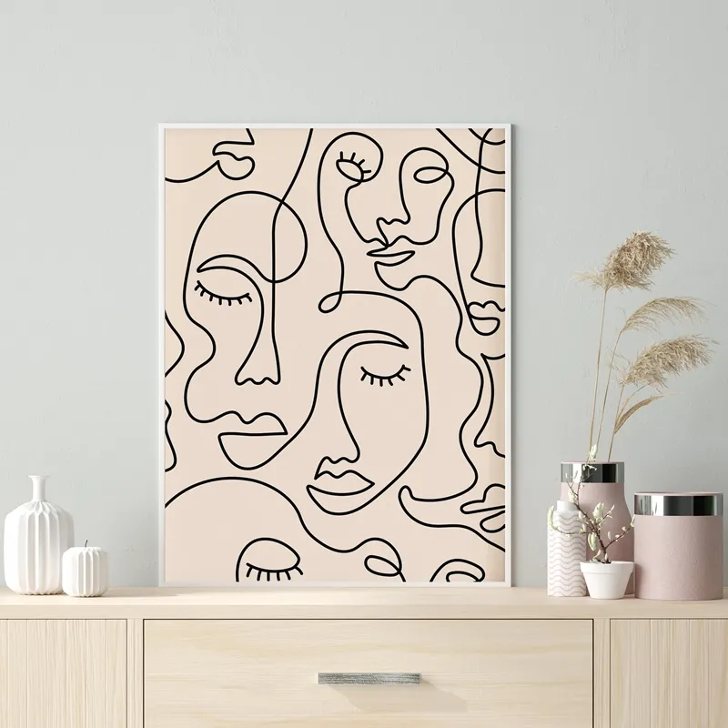 Single Line Face Art Print Poster minimalista donna Face One Line Drawing Neutral Wall Art Canvas Painting Home Room Wall Decor