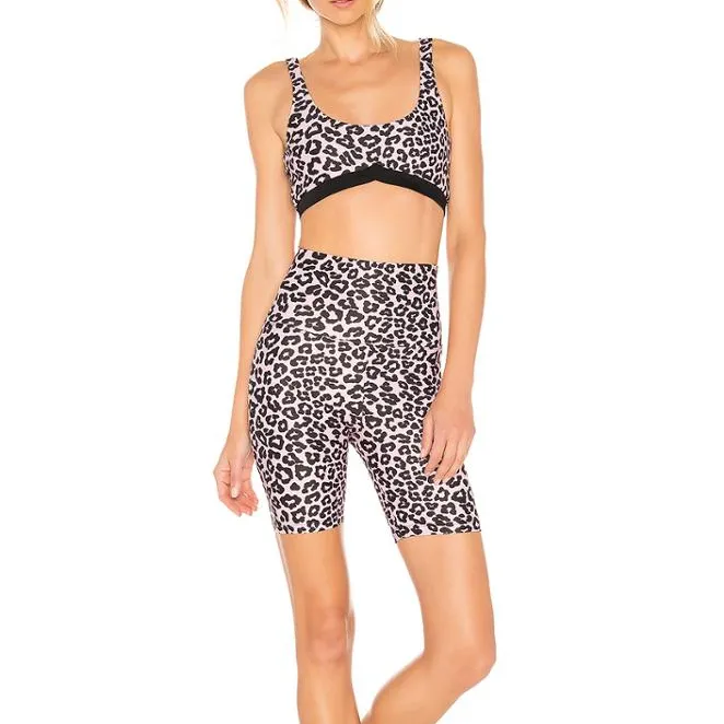 Custom sublimation leopard gedruckt 4 way stretch nylon spandex frauen bike shorts