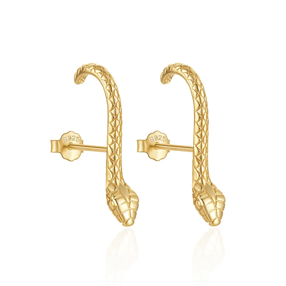Carline vendite calde 925 argento orecchini a forma di serpente in oro placcato orecchini con forma di serpente gioielli di personalità per gli uomini delle donne