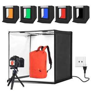 ชุดกล่องไฟสตูดิโอถ่ายภาพ60ซม.,แบ็คดร็อปไฟ LED 6สีกล่องไฟถ่ายภาพในสตูดิโอถ่ายภาพขนาดมินิ60วัตต์
