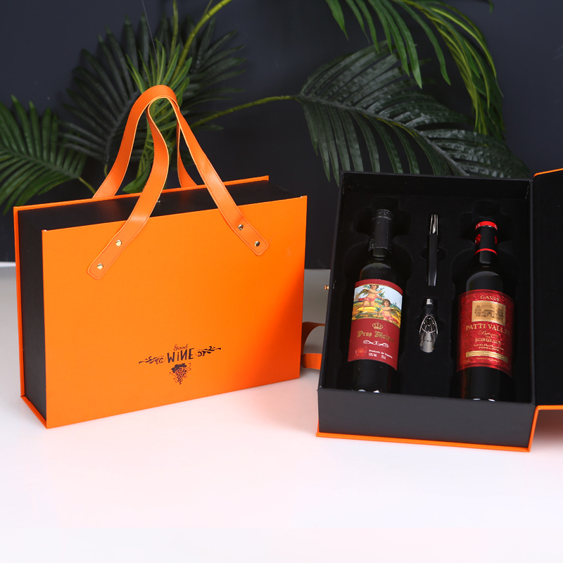 Orange Leather Top-Handle Double Pen Gift Box