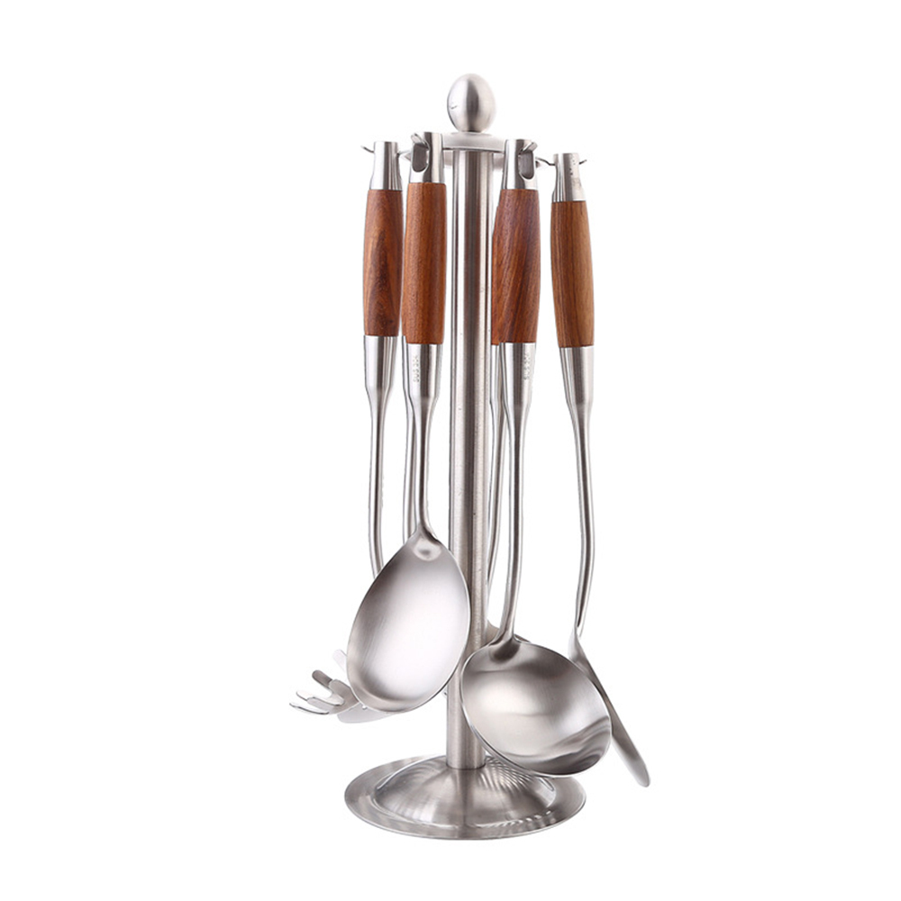 one set - 7pcs with stand (brown)