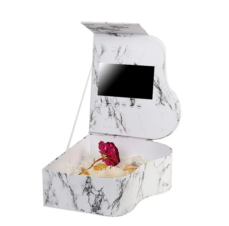 Pantalla LCD reciclable Embalaje Universal caja de regalo de video flor Rosa 7 pulgadas IPS caja de regalo Digital Video con pantalla LCD