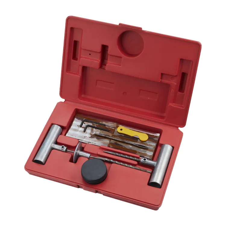 Kit de réparation de pneus de bicyclette multifonctions rouge pour réparation de crevaison d'urgence de voiture Kit de réparation de poignée