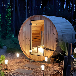 Barile esterno tradizionale cedro Sauna pannello di controllo della rete doccia bagno di acqua fredda fuoco di legno 1-12 persone