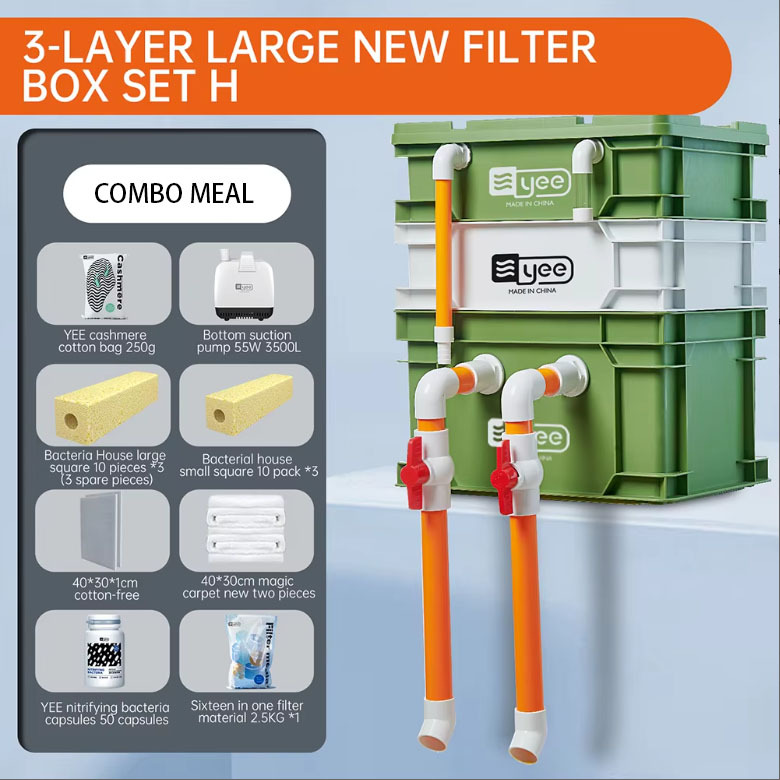 White and green 3-layer large new filter box set H