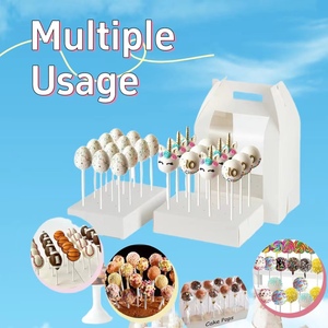 White Print Logo Cake Pop Boxes Lollipop 18 Holes Portable Holder <strong>with</strong> <strong>Display</strong> Stand Clear <strong>Window</strong> Cakepop <strong>Custom</strong> Paper Gift <strong>Box</strong> - Product Image 2