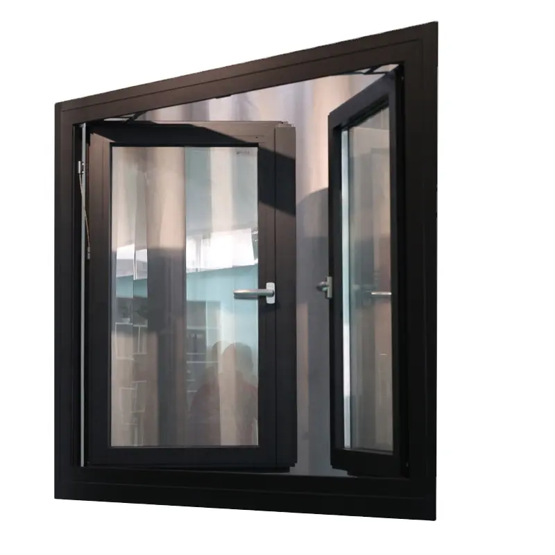 Ventana de apertura exterior, ventana abatible de aluminio, serie 75, fabricada en China