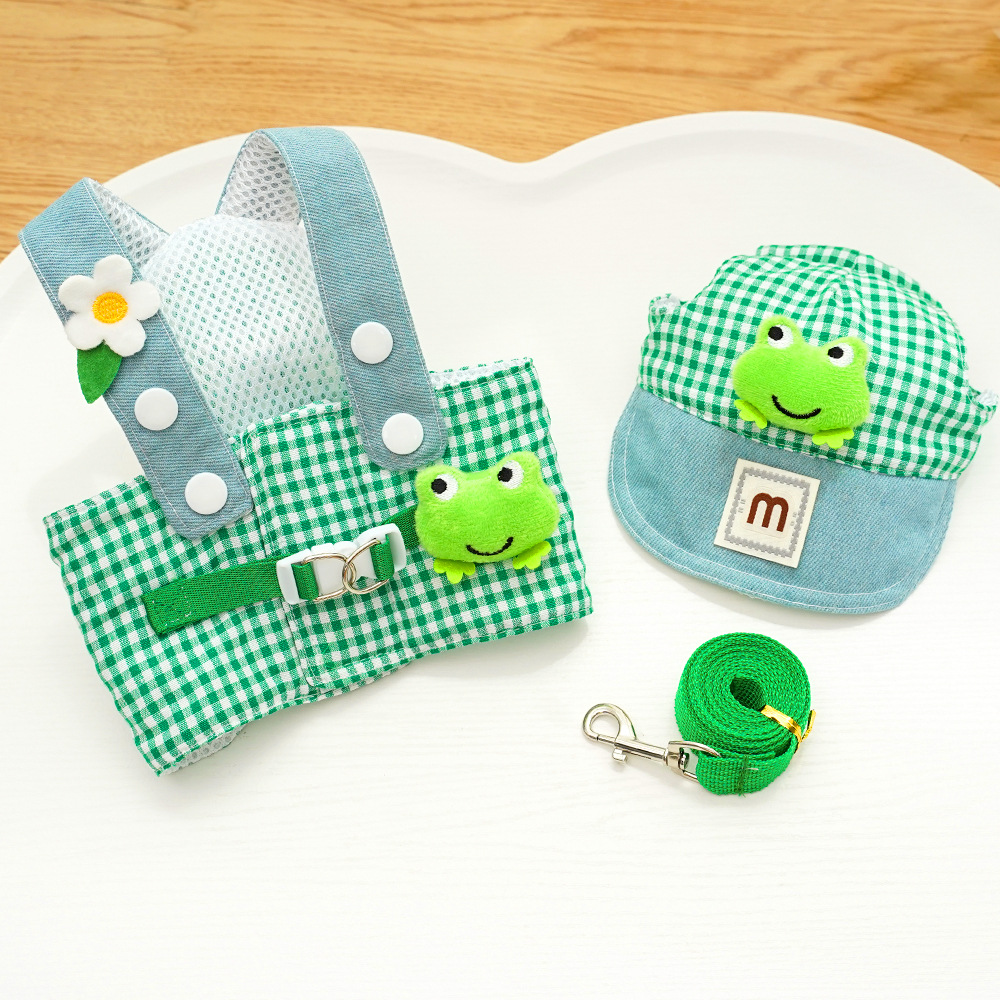 Three piece set of frog green grid