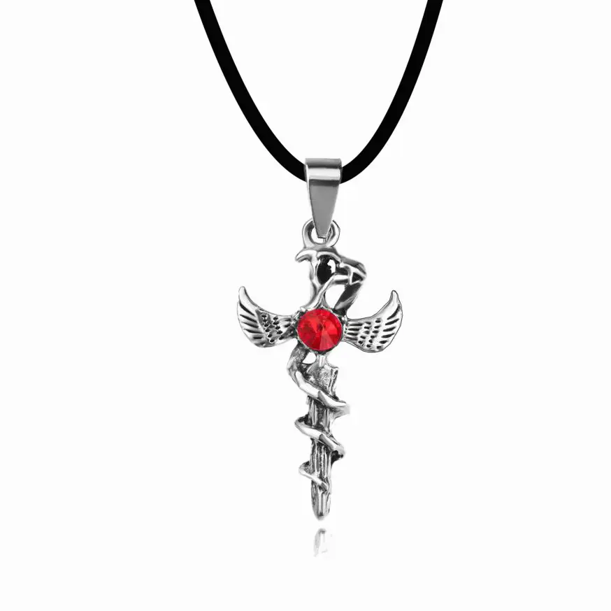 Nuovo elegante collana pendente in lega con ali d'angelo con accessori a croce di diamanti collana di fascino in metallo