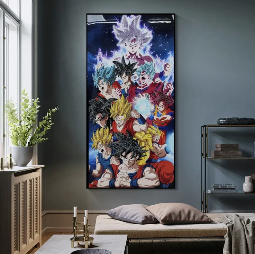 2023 Wholesale Decoration Crystal Porcelain Painting Large Wall Art Home Decor Luxury Anime Poster Crystal Porcelain Painting