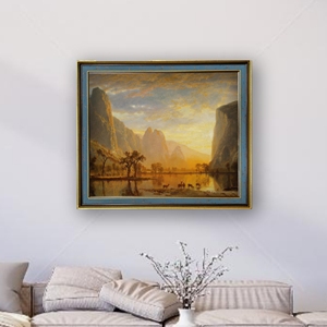 Tái tạo in ấn kỹ thuật số ấn tượng của thung lũng Yosemite của Albert bierstadt với khung thân thiện với môi trường - Product Image 1