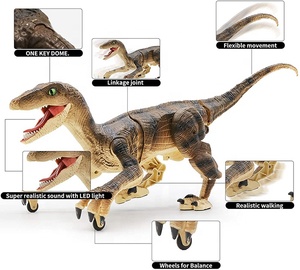 2.4 Ghz Velociraptor Dinosaur RC Robot <strong>Toy</strong> LED Light Walking <strong>Roaring</strong> Dino Raptor Remote Control Dinosaur <strong>Toys</strong> for Kids - Product Image 4