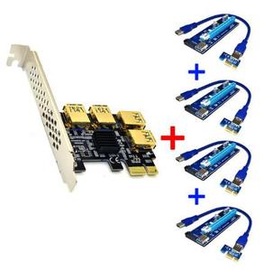 Riser USB 3.0 <span class=keywords><strong>PCI</strong></span>-E Express 1x כדי 16x Riser כרטיס מתאם PCIE 1 כדי 4 חריץ PCIe נמל מכפיל כרטיס
