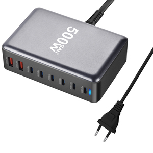 ユニバーサル充電器アドパター6 USB-C 2 USBポートPD 100W充電器超高速充電速度EU/米国/英国/AUプラグ500Wスマートガン充電器 - Product Image 3