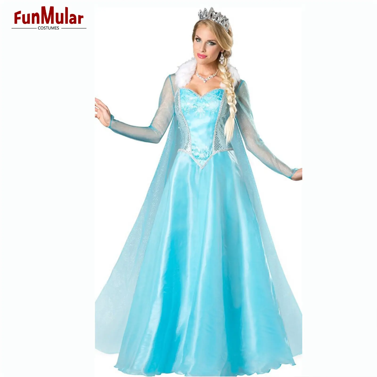 Vestido Princesa Funmular para Mulheres Traje Elsa Anna Halloween Cosplay Halloween Christmas