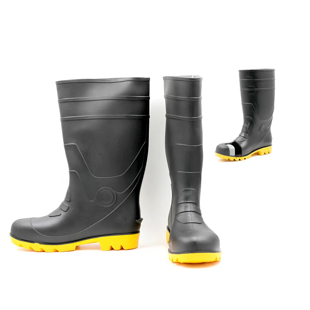 Bottes de pluie antidérapantes en PVC de travail de sécurité bon marché d'usine bottes de pluie unisexes pour l'agriculture chaussures de travail