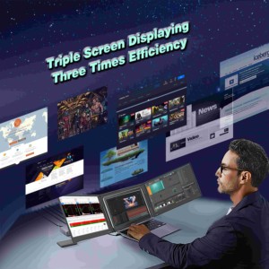 จอแบบพกพา15.6สามจอพับได้ "-หน้าจอ LCD IPS สำหรับการเล่นเกม Forex ธุรกิจแล็ปท็อป PS5 - Product Image 3