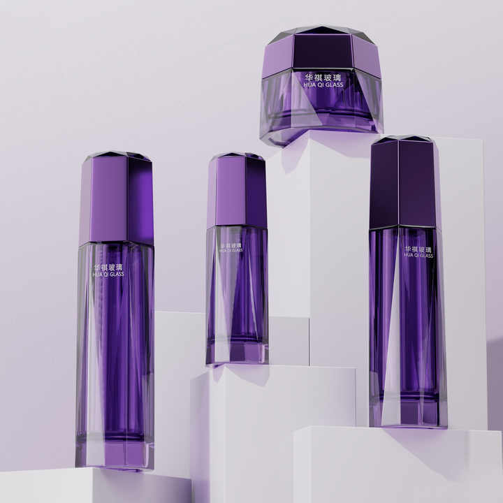 Custom Glass Cosmetic Container Jar with Lotion Pump Wholesale Price Skincare Packaging Screw Cap for Cream and Lotion