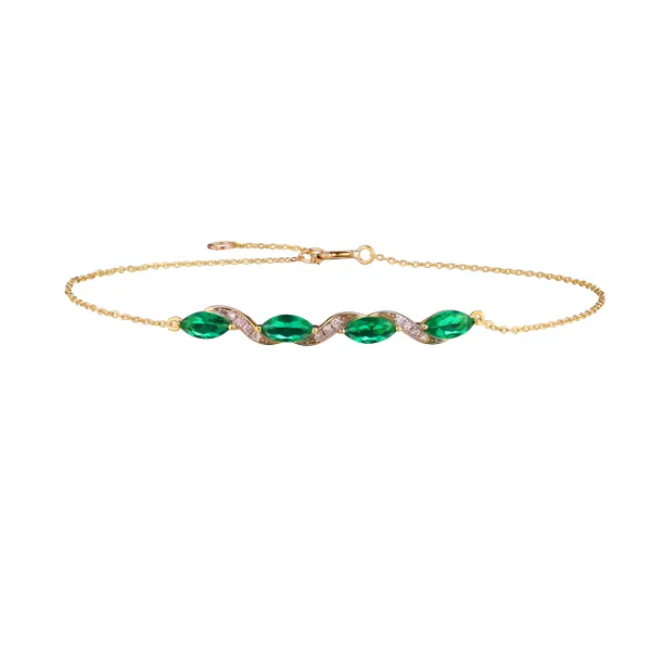 Andrew Wholesale China Elegant Thin Ruby And Emerald Charm Gold Bracelet Women