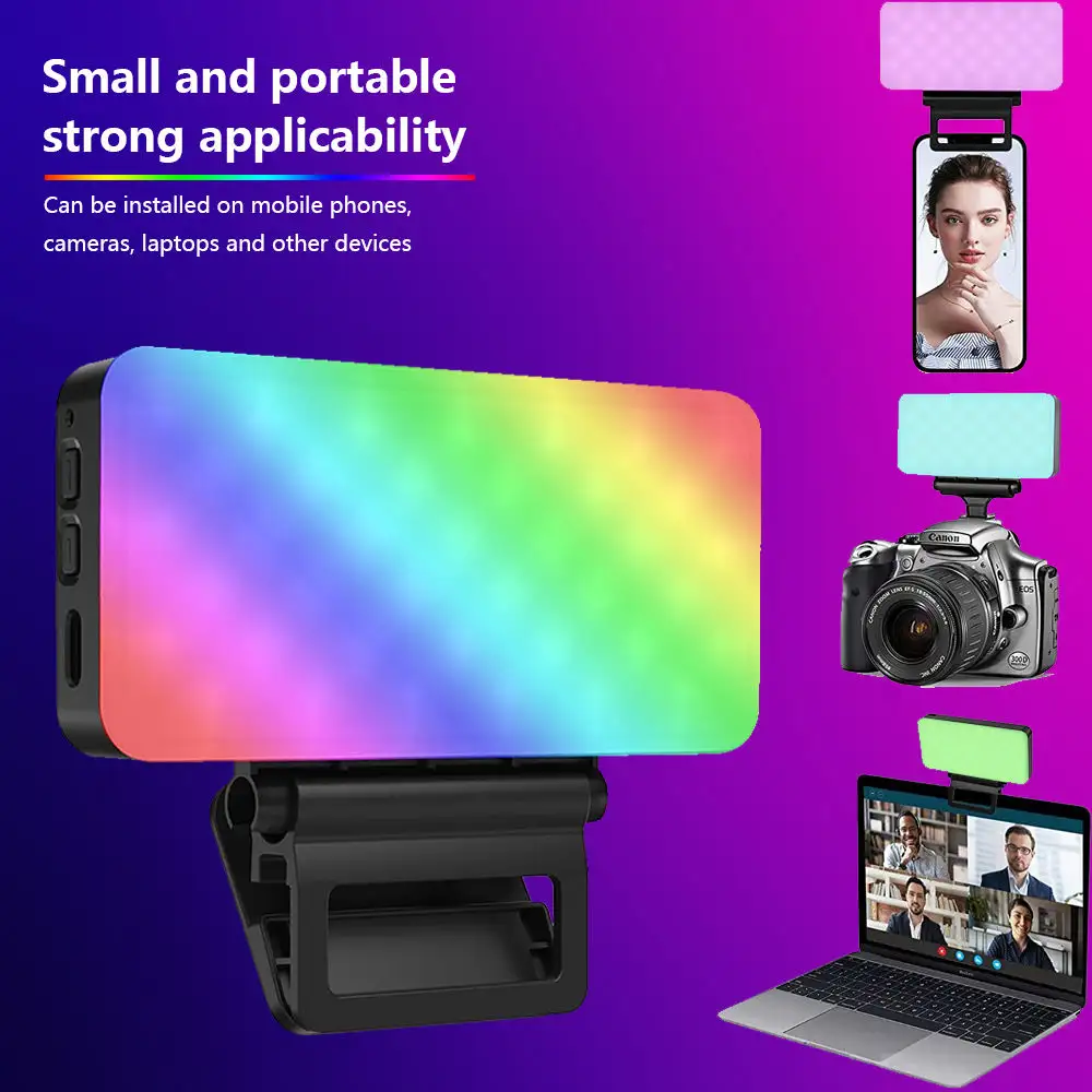 Batterie Portable Rgb Selfie Light 3000mAh Réglable LED Vidéo RGB Lumière Photographie Éclairage pour Caméra Vidéo Studio YouTube