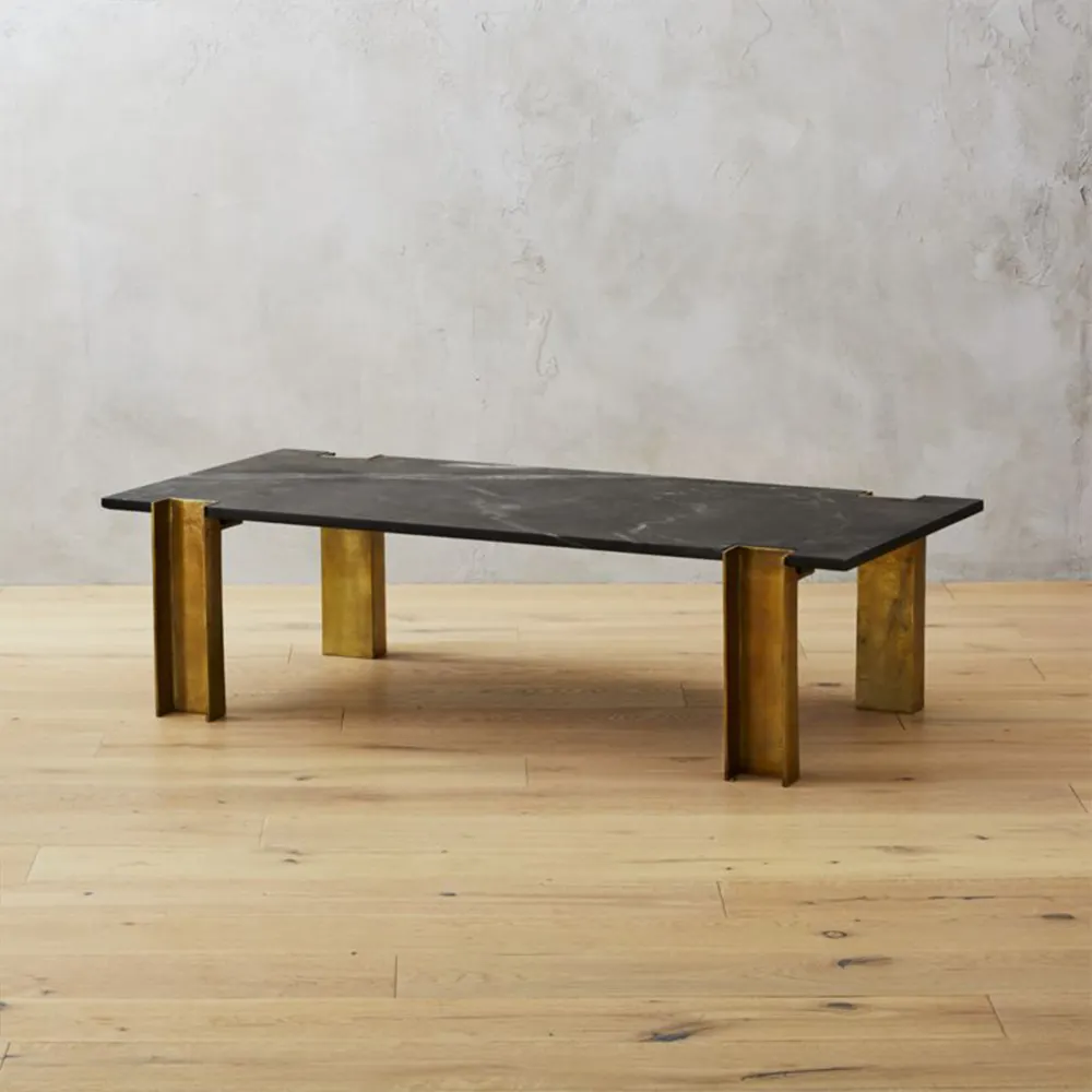 Tavolino da caffè in marmo tavolino da salotto di lusso leggero postmoderno naturale moderno in legno metallo + marmo nordico assemblare quadrato