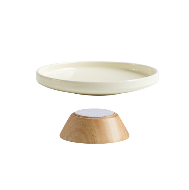 Blanc rond plaque peu profonde encoche pieds courts