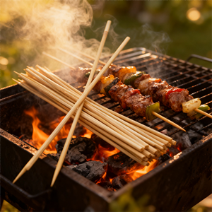 Thân Thiện Với Môi Kích Thước 8 Inch 100% Tre Tự Nhiên Xiên <span class=keywords><strong>Marshmallow</strong></span> Rang Gậy Cho Nướng Công Cụ BBQ Đảng - Product Image 2