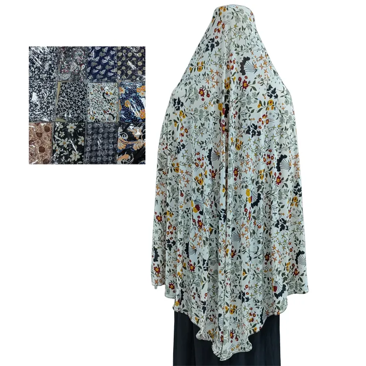 Ropa de oración islámica para mujeres musulmanas, Hijabs de oración Khimar, Hijab grande/bufanda 100% de poliéster sobre la cabeza