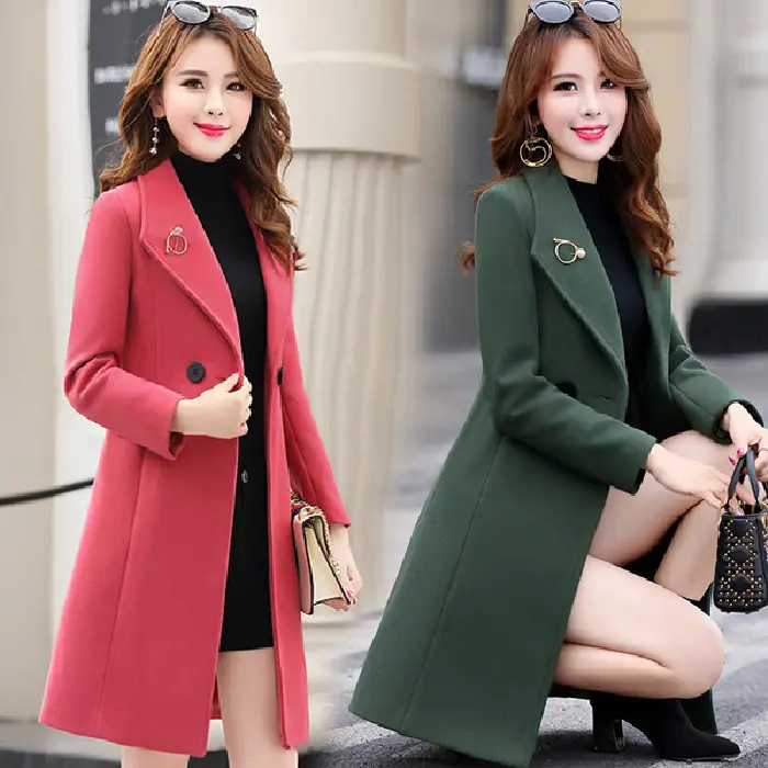 Casaco slim médio comprimento médio coreano feminino, atacado, versão coreana, para outono e inverno, novidade, tamanho grande, casaco da moda, 2022