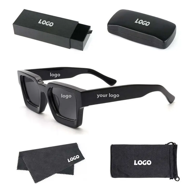 Kacamata hitam kotak Pria Wanita, aksesoris mata desainer mewah Uv400 modis kompetitif stok