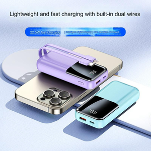 High-Capacity 22.5W <strong>QC3.0</strong> <strong>Power</strong> <strong>Bank</strong> 10000mAh Portable Charger with Type-C PD Cable USB LED Display ABS Mobile Fast Charge - Product Image 3