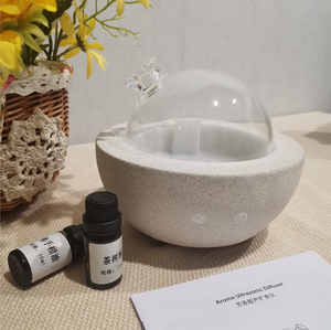 Concrete Base <strong>Glass</strong> Cover <strong>Ultrasonic</strong> Aroma <strong>Diffuser</strong> 200ml Essential Oil With 7 Colors Night Light Wholesale - Product Image 3