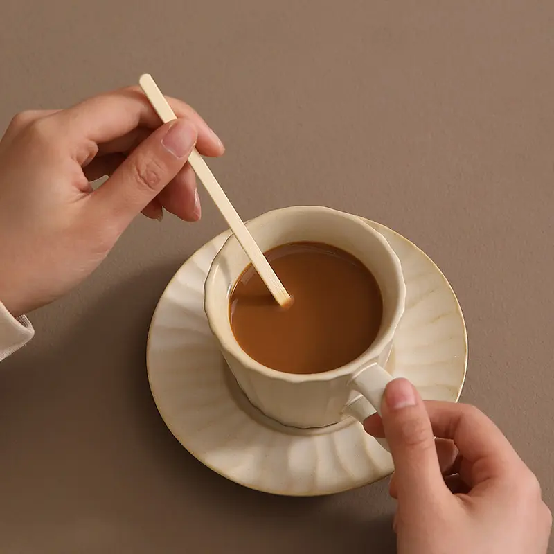 חד פעמי עץ ידני מקל חלב תה אבקת דבש משקה קפה ערבוב