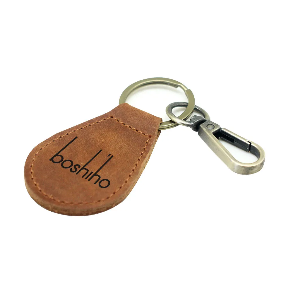 Boshiho Crazy Horse leather Leather custom Logo home office key chain holder key ring car keychain