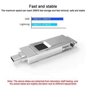 MFi认证高速u盘2合1指纹加密u盘，带密码加密金属旋转驱动 - Product Image 5