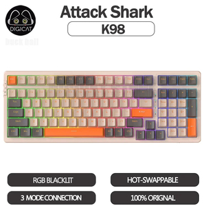 Teclado mecánico Attack Shark K98, teclado inalámbrico USB 2,4G de 3 modos, 100 teclas, luz RGB, intercambio en caliente para teclados para juegos - Product Image 6