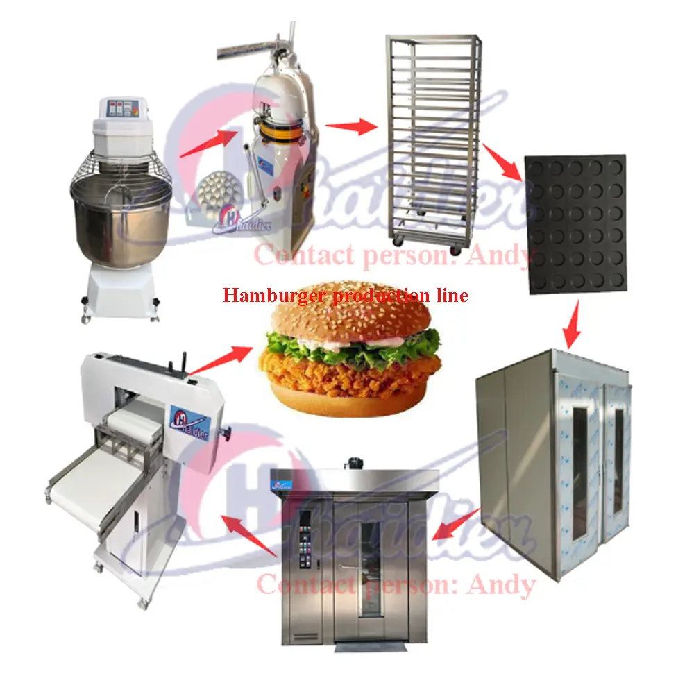 CE承認の自動ハンバーガーパン製造機ビーフバーガー機器生産ライン