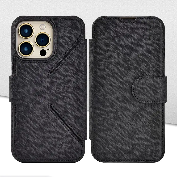 New Business Style Shockproof Luxury PU Leather Cross Texture Wallet Phone Case With Card Holders For iPhone 13 12 Series
