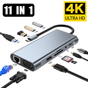 11合1多端口c型USB集线器4k视频坞站c型至HMDI音频端口SD/TF存储卡读卡器分离器适配器 - Product Image 6