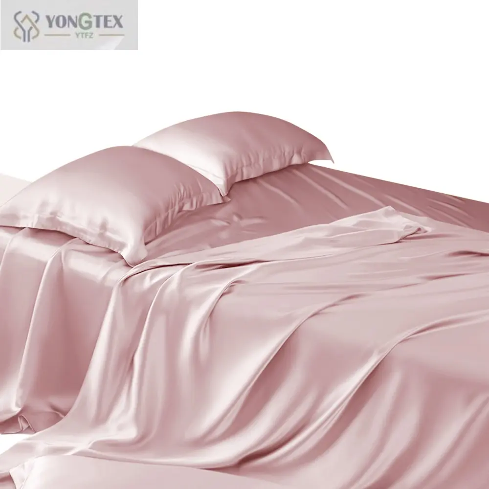 ピンクの寝具シルクライクサテン羽毛布団カバーセットライトピンクシルキーマイクロファイバーキルトカバーピンクガールズ寝具セットクイーン