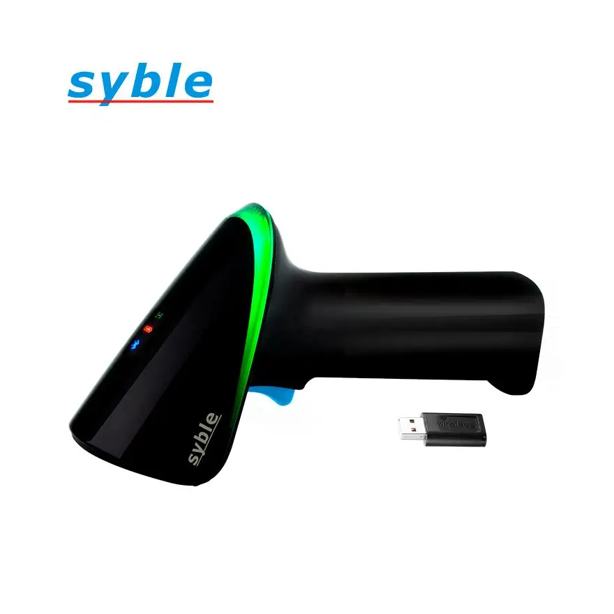Syble توريد المصنع مباشرة ، ماسح ضوئي للباركود QR محمول باليد طويل المدى ثنائي الأبعاد ، ماسح ضوئي للباركود لاسلكي USB