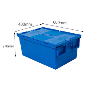 51Lプラスチック製ソリッドボックス蓋ネスティングスタッキングクレートコンテナ移動用 - Product Image 1
