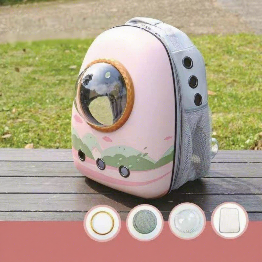 Pink landscape grey-golden circle