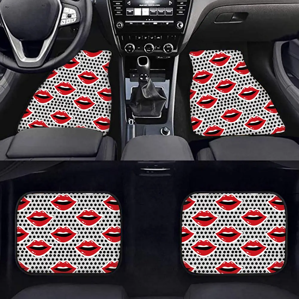 Sublimation Universal Car Mats 4 Stück Lip Wave Point Print Großhandel Designer benutzer definierte Auto Fußmatten Full Luxury Car Mats Set