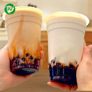 コーヒージュース等のためのカスタマイズされた500ML使い捨てプラスチックカップ黒い砂糖真珠のミルクの茶。 - Product Image 5