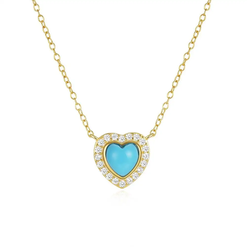 Femmes bijoux minimalistes S925 bijoux en argent sterling Turquoise collier amour zircon collier coeur collier femmes cadeau 2024