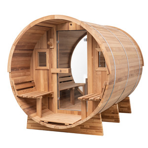 Kapı sauna odası ile sundurma katı ahşap silindir ile hareketli açık sauna odası uzak kızılötesi ve sauna soba ile eşleştirilebilir.
