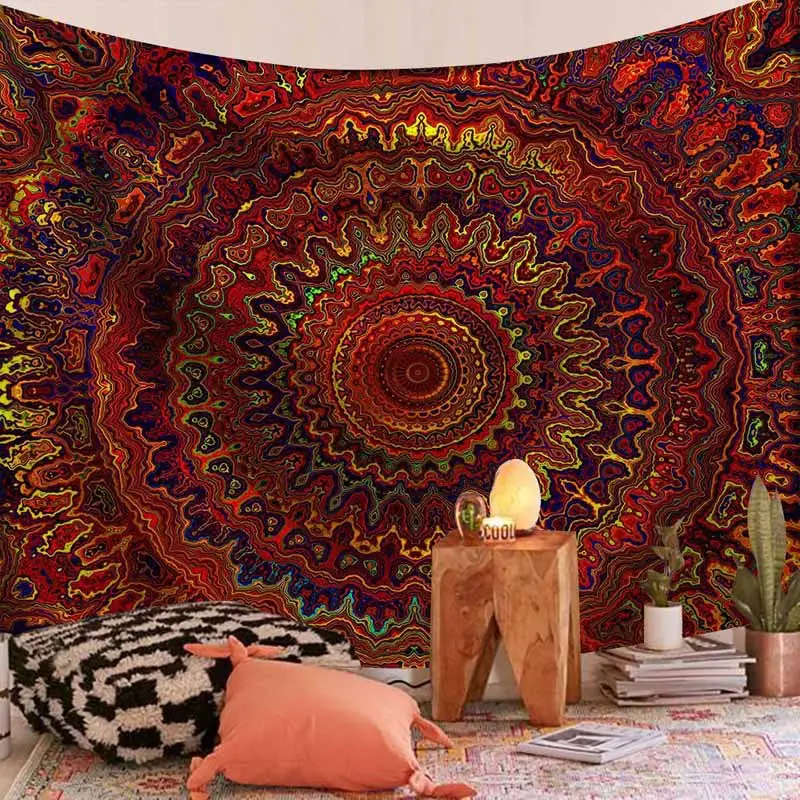 Tapiz colgante de pared, estampado Digital de poliéster, Mandala bohemio, Hippie, personalizado, para decoración del hogar